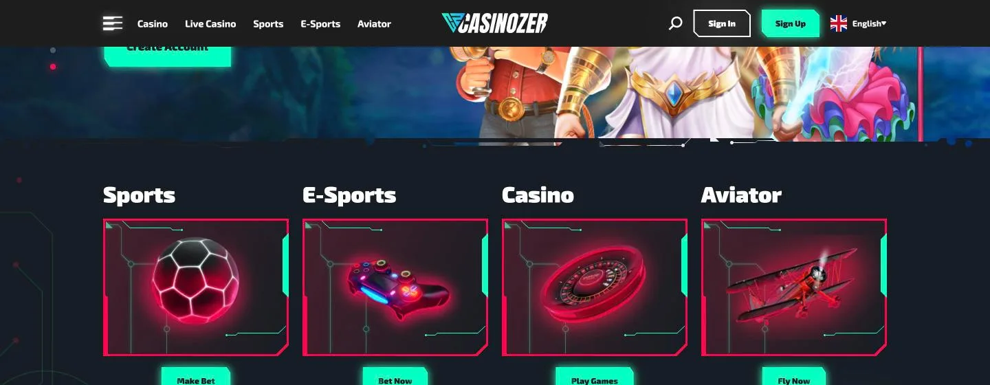 Aperçu du site Casinozer