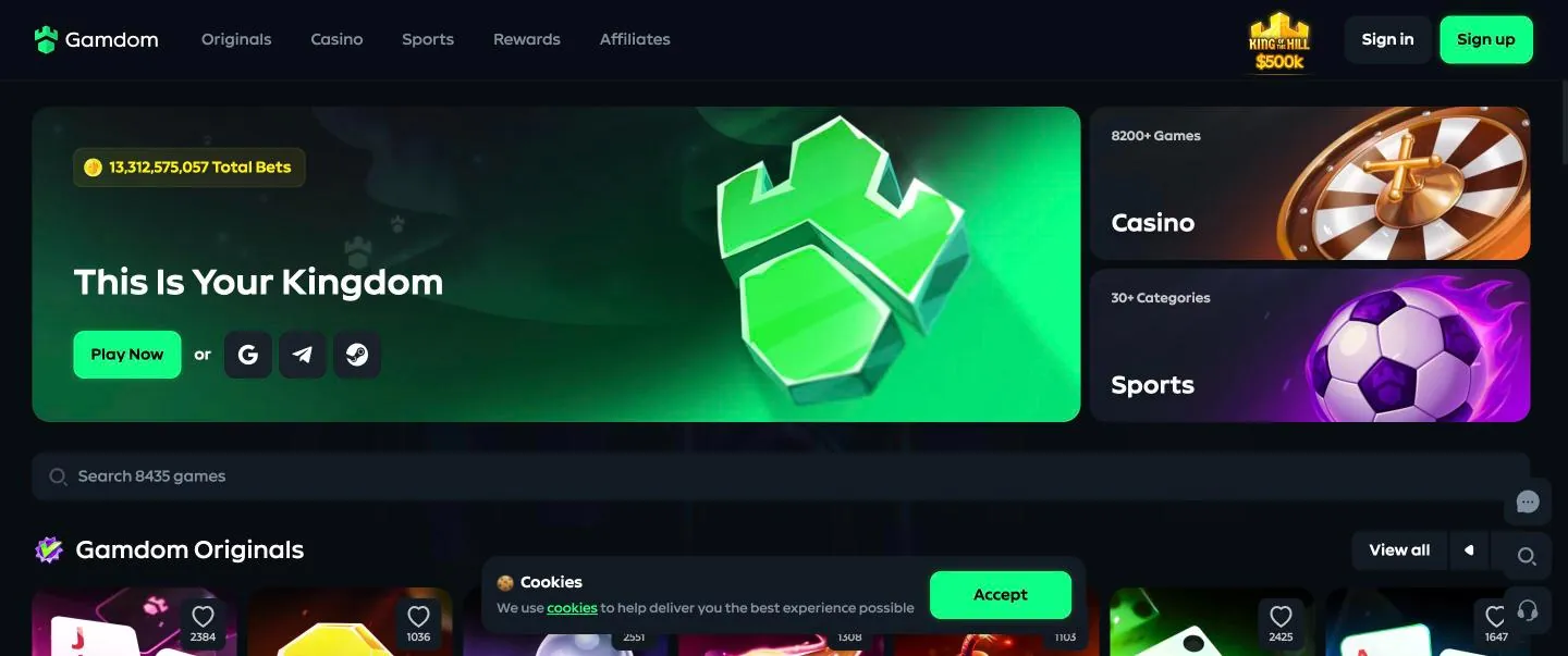Aperçu du casino Gamdom
