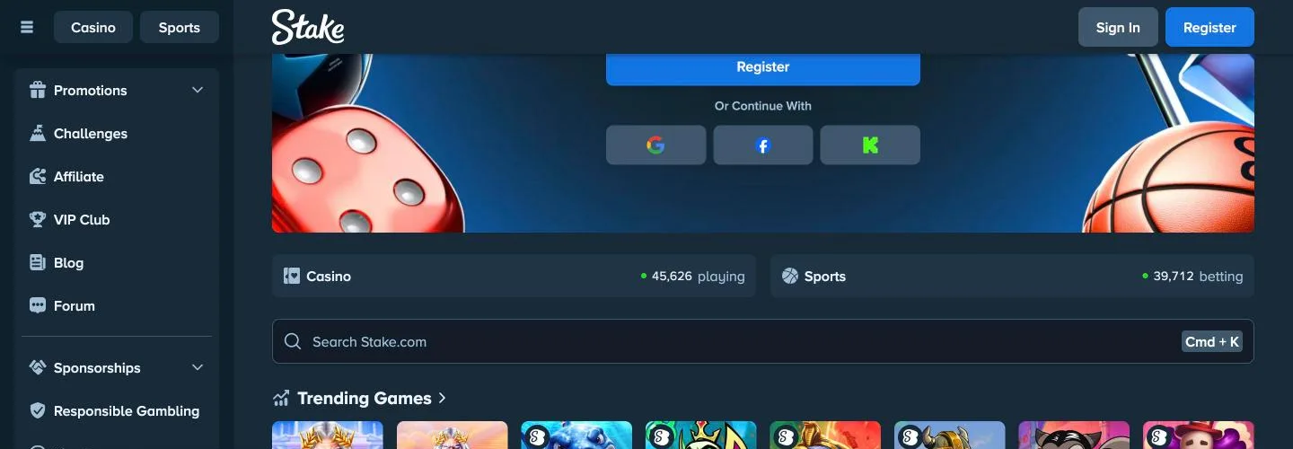 Aperçu du site Stake