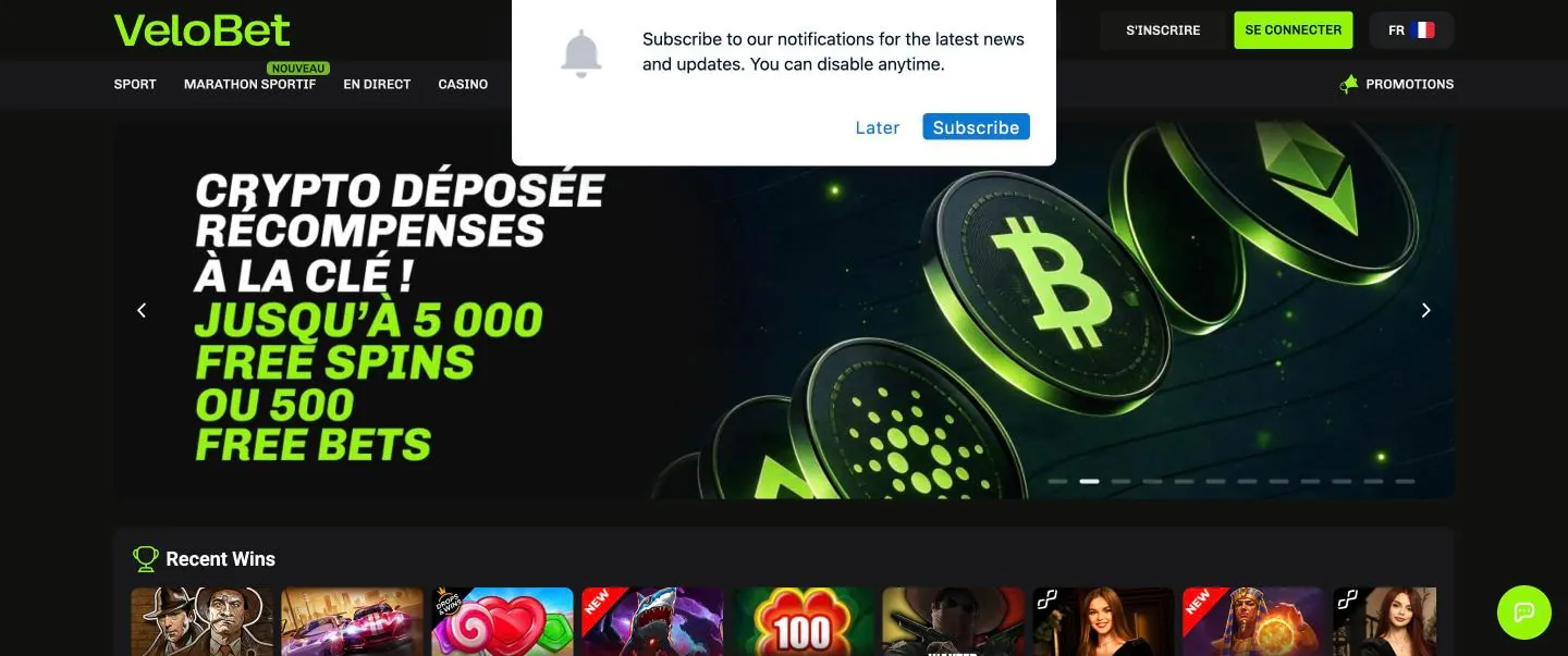 Aperçu du casino Velobet